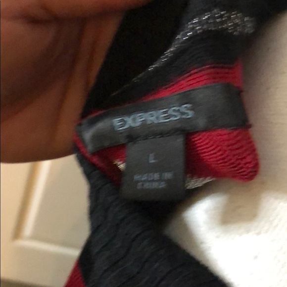 Express red black silver metallic stripe sweater - Picture 3 of 4